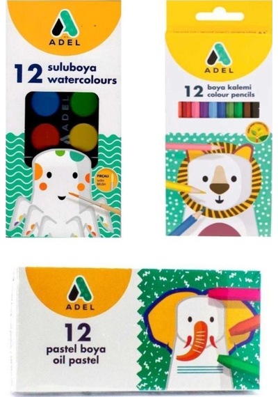 Adel 12Li Pastel Boya Kuru Boya Sulu Boya Seti