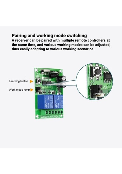 Mauedest 433mhz Evrensel Uzaktan Kumanda Anahtarı Kablosuz Röle 2ch Modülü Verici Alıcı Dc 12v 24v Garaj Kapısı