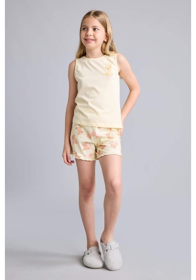 Defacto Regular Fıt Ayıcıklı 2li Açık Sarı Pijama Takımı Kız Çocuk H8113a826smyl498 Sarı-yl498