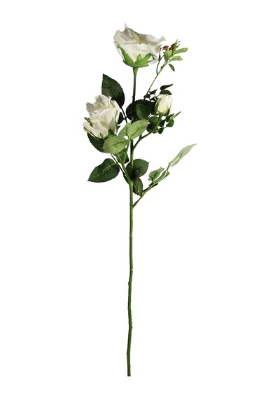 Yapay 3'lü Açmış Gül Dalı Beyaz 68 Cm Beyaz