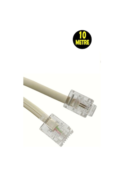 10 Metre Modem Adsl Vdsl Ara Kablosu Rj11 Hat Bağlantı Telefon Kablosu
