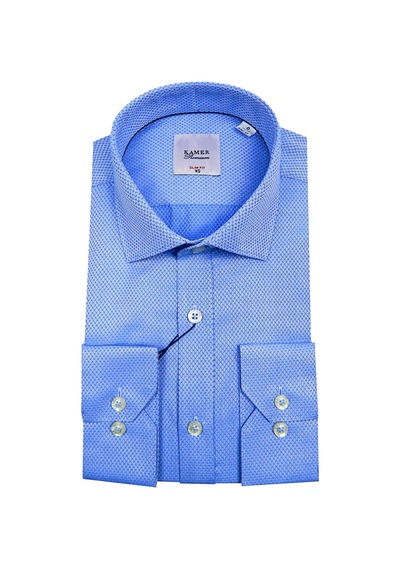Erkek Slim Fit Desenli Gömlek 2046 002046 Mavi