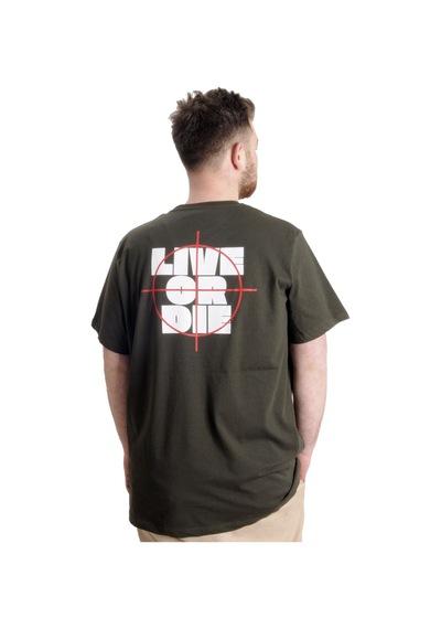Mode Xl Büyük Beden Erkek T-Shirt Lıve Or Dıe 23124 Haki 001