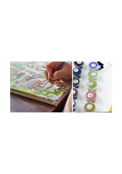 Renkli Çiçekler Ve Bisiklet Çerçeveli 50x65 Sayılarla Boyama Hobi Seti