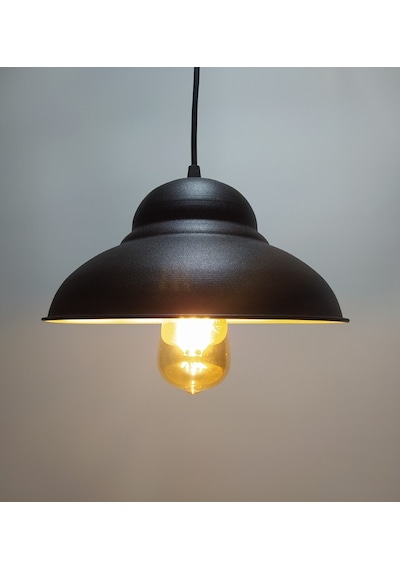 Mylights Retro Rustik Vintage Metal Sakır Avize Siyah Içi Altın