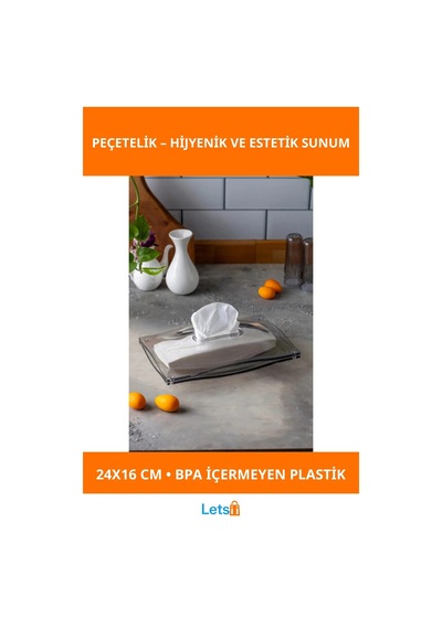 Modern Şeffaf Peçetelik 24x16 Cm Kaliteli Plastik 1 Adet
