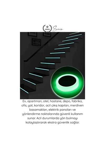 Fosforlubant Gece Parlayan Fosforlu Fotolümen Bant 15mm X 5 Metre Kendinden Yapışkanlı Acil Çıkış Y