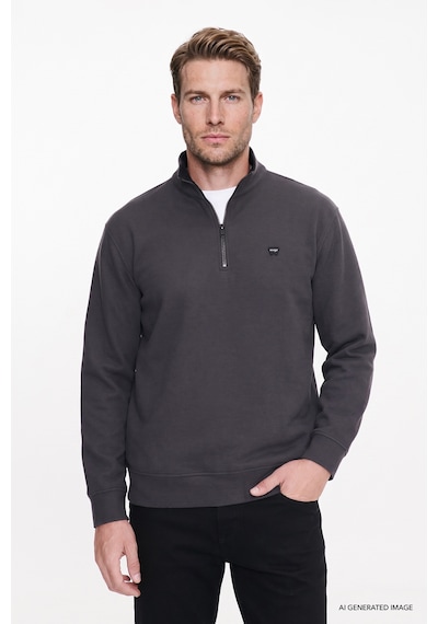 Wrangler Pamuklu Selanik Regular Fit Fermuarlı Erkek Sweatshirt W2620081035 Antrasit