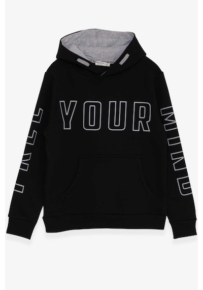 Breeze Erkek Çocuk Yazı Baskılı Sweatshirt 9-16 Yaş, Siyah