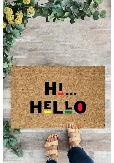 Hı Hello, Kapı Önü Paspası Dijital Baskı Dekoratif Paspas
