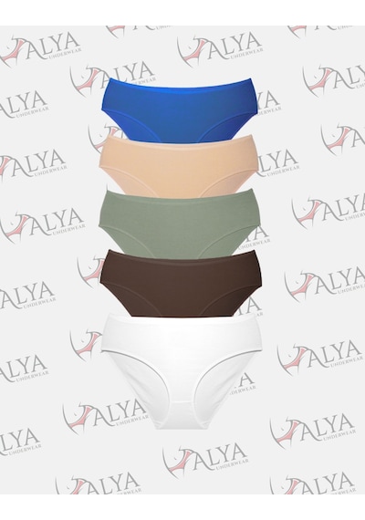 Alya Underwear Kadın Pamuklu Hipster - Slip Külot 5 Farklı Renk 1 Pakette Cok Renkli