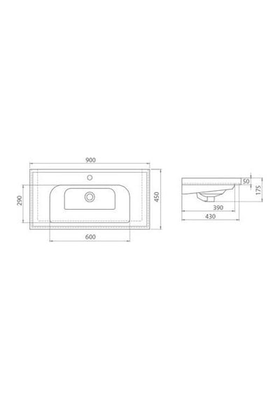 Turkuaz Seramik Cerastyle Frame Etajer Uyumlu Damlalıklı Lavabo 90 x 45 CM