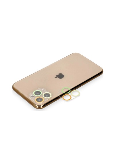 iPhone Uyumlu 11 Pro Renkli Kamera Lens Koruma Cam - Sarı-turuncu Çok Renkli
