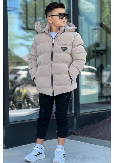 Pina Kids Erkek Çocuk Çıkarılabilir Kapüşonlu Su Geçirmez Nova Kışlık Mont Km4012 Bej