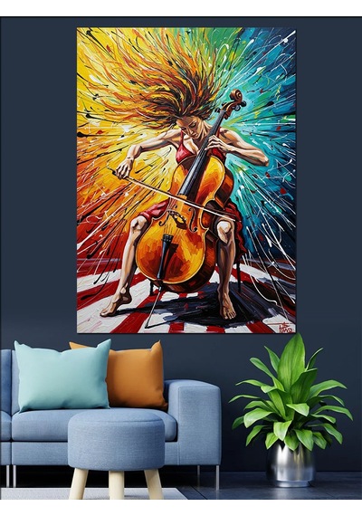 Ahşap Tablo Gitar Çalan Adam Soyut