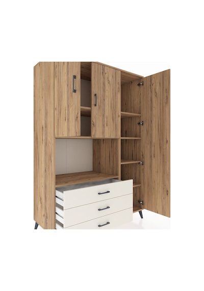 Kronos Dolap 7 Raflı 3 Çekmeceli 3 Kapaklı 132x59x195 Çam-çam... Çam
