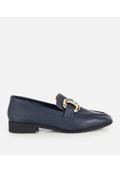 Hotiç Kadın Deri Lacivert Gold Toka Detaylı Yumuşak Dokulu Topuklu Klasik Loafer 01ayh336120a680 01ayh336120a680