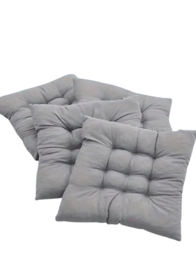 Rual 4 Lü Sandalye Minderi Bağcıklı, Çökme Yapmaz Sünger Dolgulu, Yıkanabilir 40x40 Cm Açık Gri