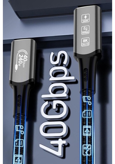 8k Usb C 240w Hızlı Şarj 40gbps Veri Aktarım Kablosu Ultra Hd 7680 4320 8k 60hz Type-c Kablo
