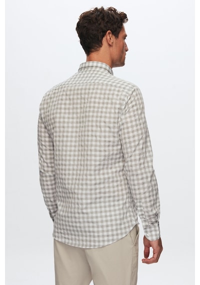 D'S Damat Ds Damat Slim Fit Gri Kareli Ekoseli Gömlek 7HC02ORT09265 Gri