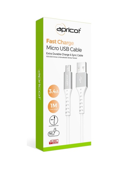 Apricot APC-A140M Micro USB 1 M 3.4A Şarj Data Kablosu