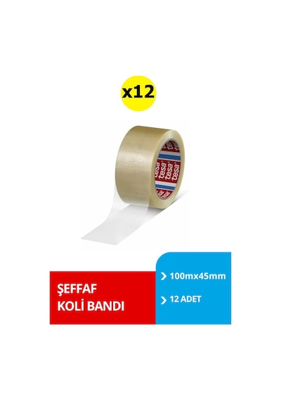 Tesa Koli Bandı Doğal Kauçuk Şeffaf 100mx45mm X12 Adet 100mm