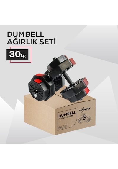 Tan Spor Dambıl Halter Ağırlık Kısa Bar Set 30 KG