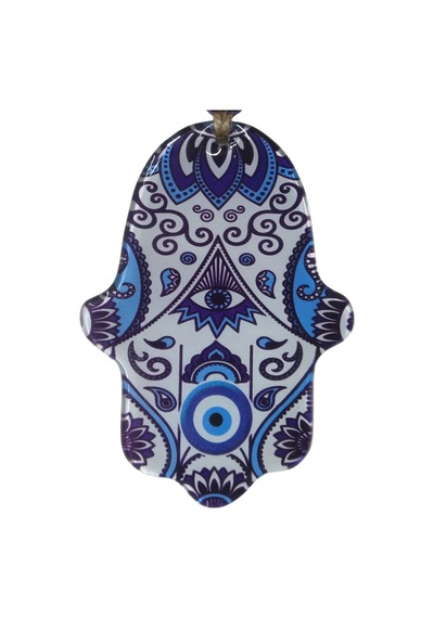 Mandala Desenli Cam Fatma Eli Nazarlık - Dekoratif Duvar Aksesuarı 10x15 Cm