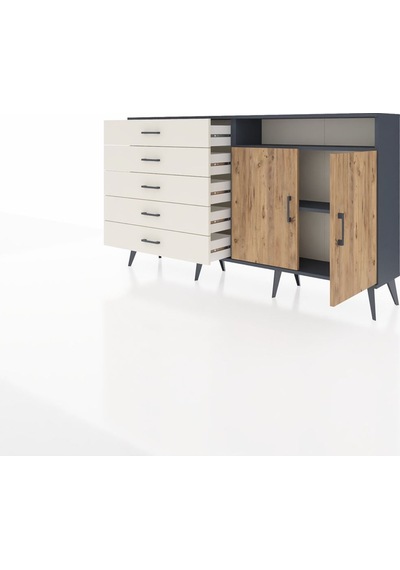 Arges Konsol 2 Raflı 5 Çekmeceli 2 Kapaklı 176x30x99 Antrasit-çam Antrasit-çam/aytaşı Arges Konsol 2 Raflı 5 Çekmeceli 2 Kapaklı 176x30x99 Antrasit-çam Antrasit-çam/aytaşı