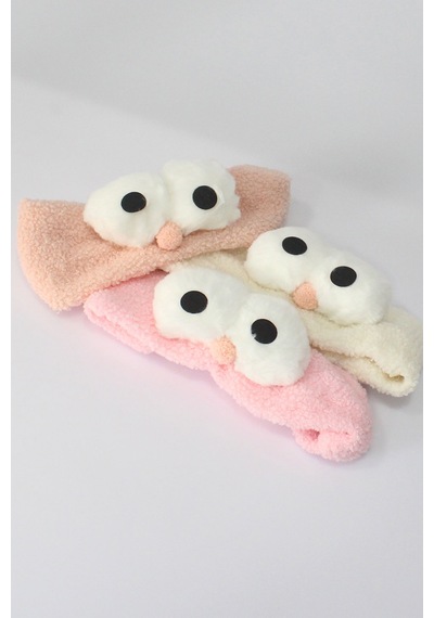 Toyaş Baykuş Peluş Bandana Makyaj Spa Saç Bandı Gül Kurusu Çok Renkli