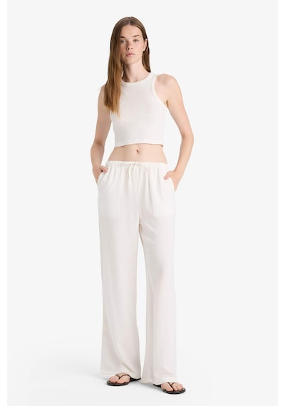 Defacto Wide Leg Cepli Yüksek Bel Standart Boy Keten Karışımlı Pantolon F5024ax25auwt32 Beyaz Defacto Wide Leg Cepli Yüksek Bel Standart Boy Keten Karışımlı Pantolon F5024ax25auwt32 Beyaz