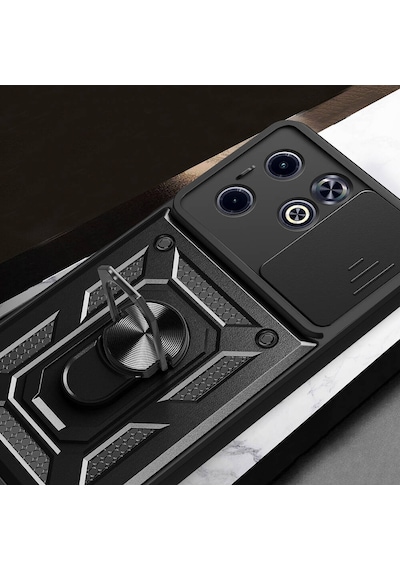 İnfinix Smart 8 Kılıf Magnetik Standlı Kamera Korumalı Sürgülü Vega Kapak - Mavi Mavi