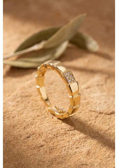Gold Renk Yılan Model Zirkon Taşlı Kadın Yüzük Çok renkli 15184078