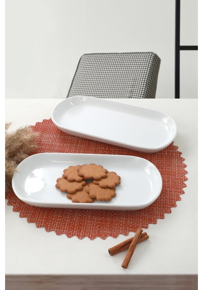Keramika Beyaz Noyan Kayık Tabak 28 Cm 2 Adet