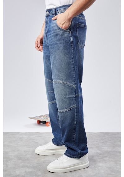 Cedy Denim Cedy Denım Yüksek Kalite Erkek Yüksek Bel Skater Baggy Jeanpantolon C362 Mavi
