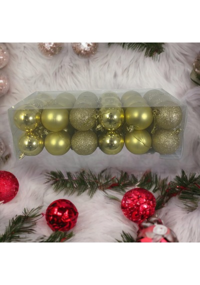 T.concept Yılbaşı Süsü Çam Ağacı Topu 36 Lı Noel Küresi 6 Cm Gold Renk Altın