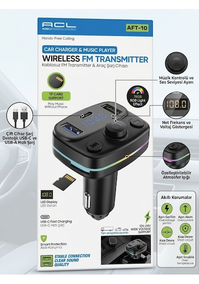 Fm Transmitter Ve Çift Çıkışlı Araç Şarj Kiti - Lisinya
