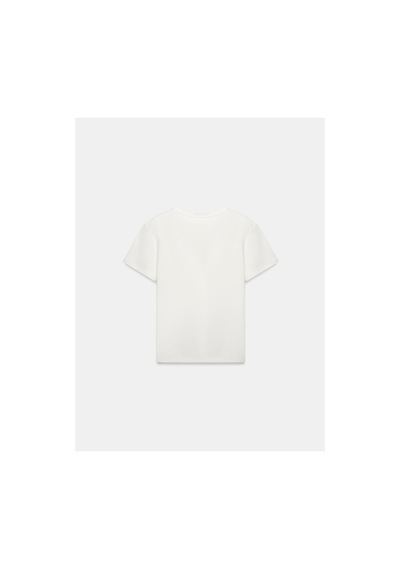 Dilvin 32779 Bisiklet Yaka T-shirt-ekru-16478