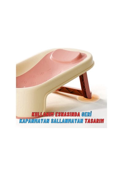 Katlanabilir Silikon Bebek Besleme Ve Yıkama Banyo Oturağı Alt Değiştirme Sehpası Pembe
