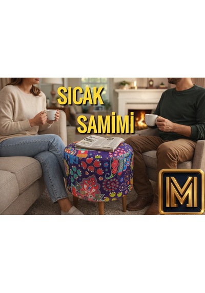Diday Fil Puf F Trend Puf Koltuk Puff Bench Dekoratif Bohem Doğal Gürgen Ayak Amaçlı Bahçe Balkon Çok Renkli