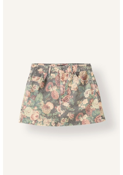 Defacto A Kesim Çiçekli Normal Bel Cepli Gabardin Mini Etek I7555ax26aubk81 Siyah-bk81