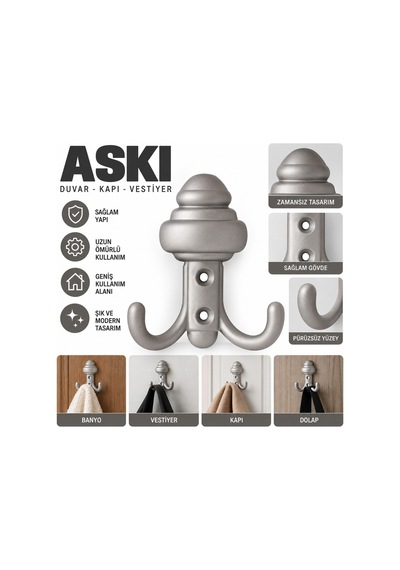 Banyo,dolap Askısı Saten Gri - 922665865 Gri