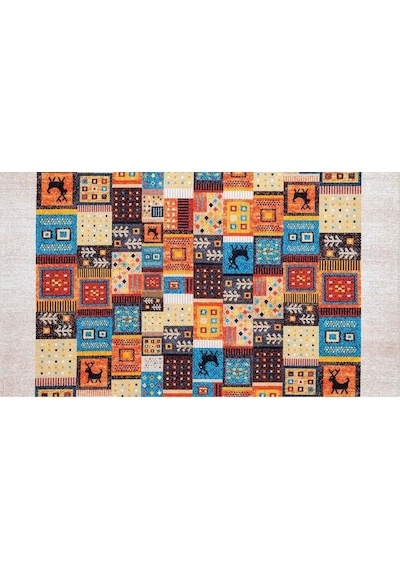 Piksel Halı Multi Patchwork Dijital Baskı Halı Çok Renkli