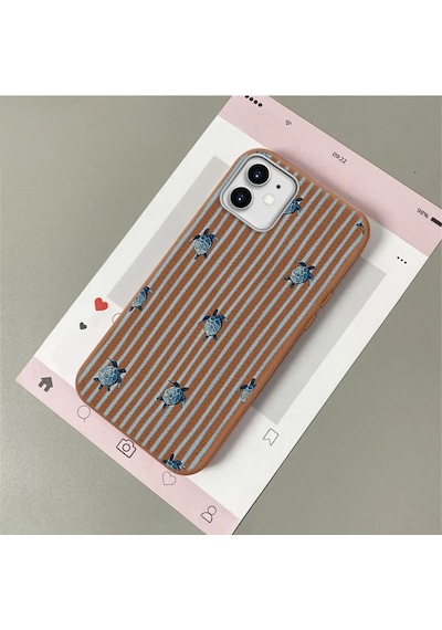 İphone 11 Uyumlu Kahverengi Deri Dokulu Silikon Kamerayı Korur Şok Emici Kılıf 8