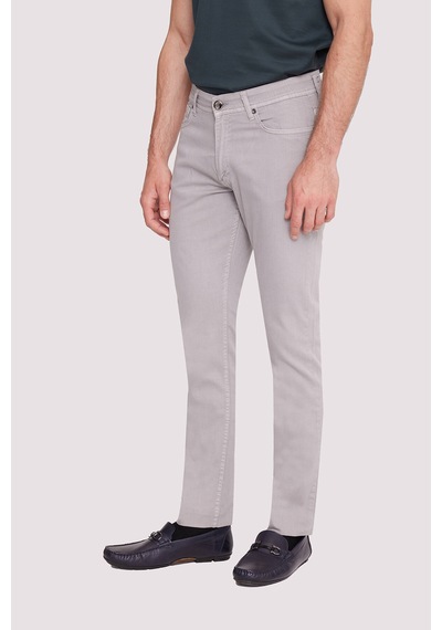 Erkek Gri Slim Fit Üst Cep Kanvas Pantolon