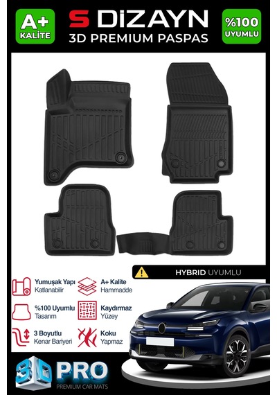 S-dizayn Citroen C4x Hybrid 3d Pro Havuzlu Paspas 2025 Üzeri A+ Kalite