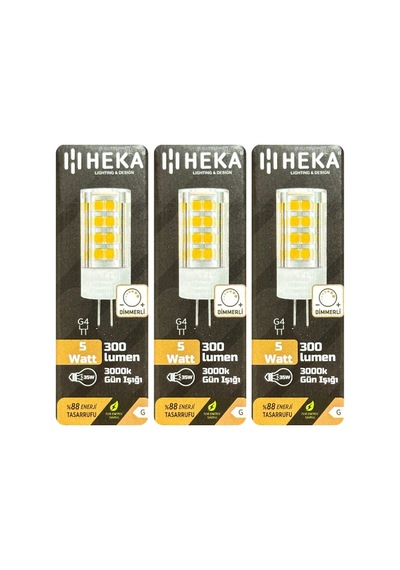 3 Adet Heka 5w 35w 3000k Sarı Işık G4 Duylu Dim Edilebilir Led Kapsül Ampul