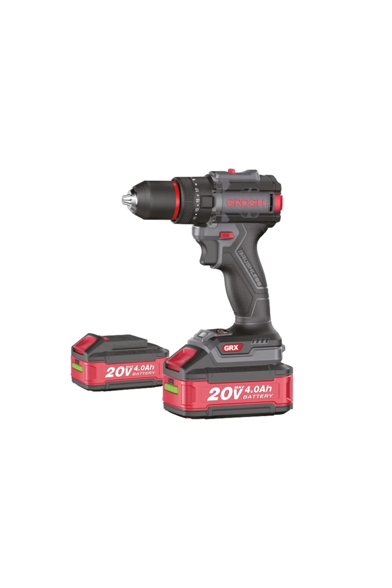 Grogh GRX2022-4 BMC Kömürsüz Motorlu Şarjlı Darbeli Matkap Çift Akü 20V 4AH Çift Vitesli Akülü Vidalama