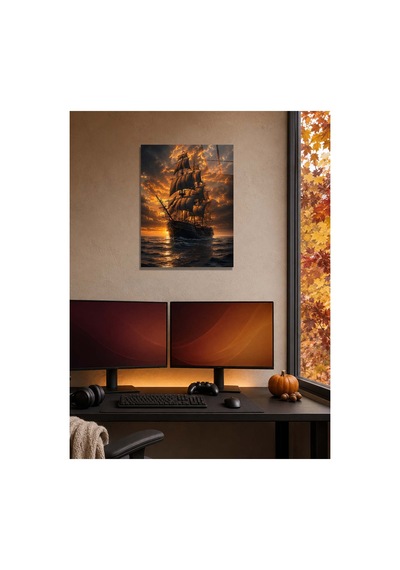 Ufkun Ötesine Yolculuk Gün Batımında Yelkenli Gemi A3 Metal Poster Çok Renkli - 937474939 Çok Renkli - 937474939 Çok Renkli