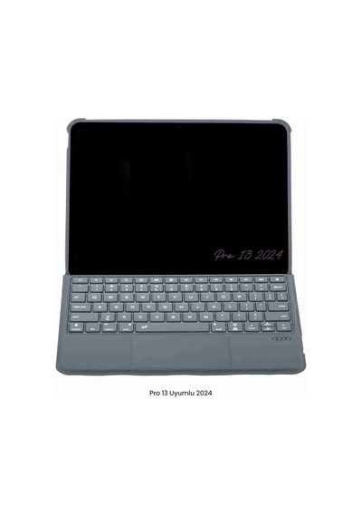 Apple Uyumlu iPad, Pro 13 2024 360 Manyetik Standlı Ledli Touchpadli Katanya Klavyeli Tablet Kılıfı Klavyeli Kılıf